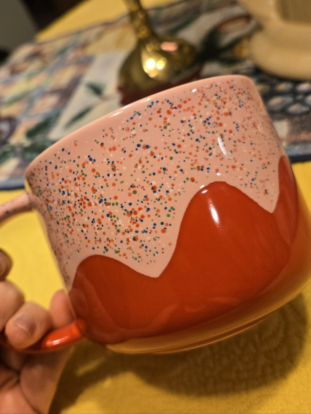 Starbucks 2024 Limited Edition Sprinkle Drip Mug 14 oz Pink & Red Speckled - Picture 6 of 6